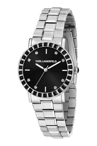 Montre à quartz en acier - Argenté et noir