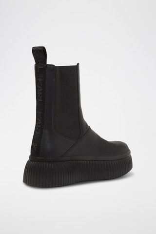 Boots Chelsea en cuir - Noir et gris clair