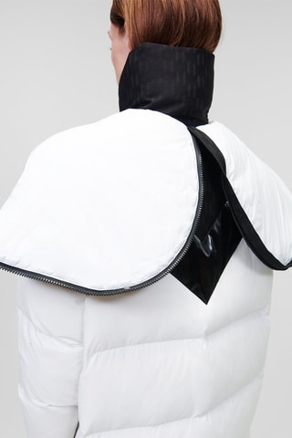 Doudoune longue à capuche - Noir et blanc