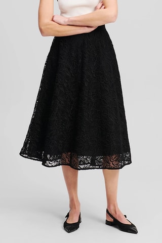 Jupe midi taille haute - Noir