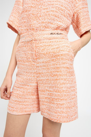 Short en tweed taille haute - Orange