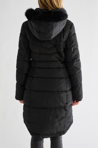 Doudoune longue à capuche - Noir