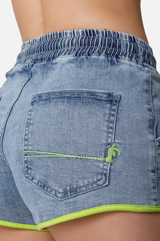 Short en jean taille haute - Bleu