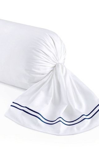 Katoensatijnen Rolkussensloop - 80 draad/cm² - Blauw en Wit - 43 x 210 cm