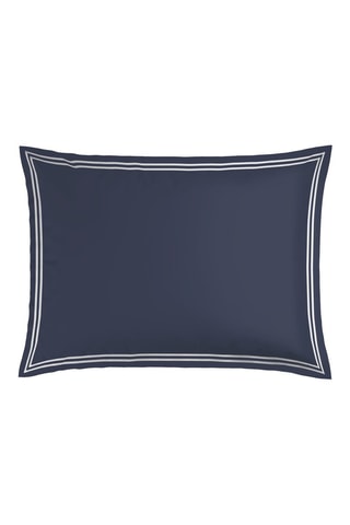 2 Katoensatijnen Kussenslopen - 80 draad/cm² - Wit en Donkerblauw - 50 x 70 cm