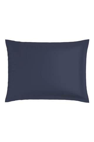2 Katoensatijnen Kussenslopen - 80 draad/cm² - Wit en Donkerblauw - 50 x 70 cm