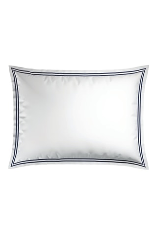 2 Katoensatijnen Kussenslopen - 80 draad/cm² - Donkerblauw en Wit - 50 x 70 cm