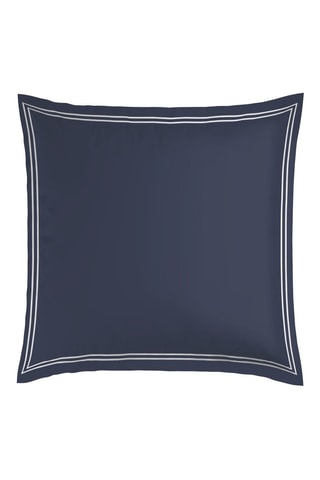 2 Katoensatijnen Kussenslopen - 80 draad/cm² - Wit en Donkerblauw - 63 x 63 cm