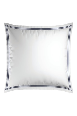 2 Katoensatijnen Kussenslopen - 80 draad/cm² - Donkerblauw en Wit - 63 x 63 cm