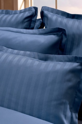 2 Katoensatijnen Kussenslopen - 80 draad/cm² - Blauw - 50 x 70 cm