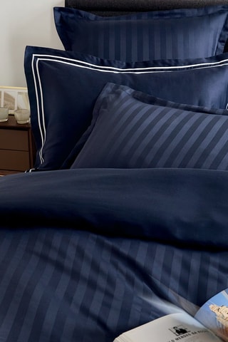 Katoensatijnen Overtrekset - 80 draad/cm² - Donkerblauw
