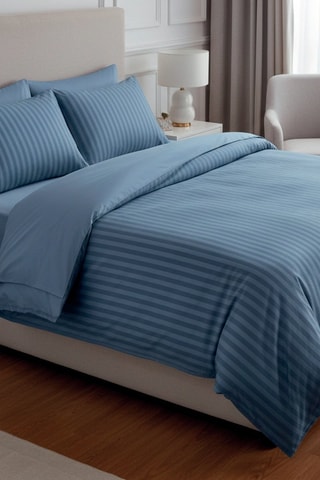 Katoensatijnen Overtrekset - 80 draad/cm² - Blauw