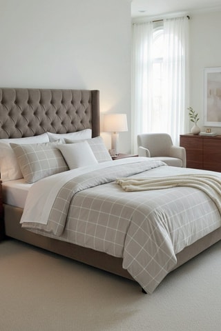 Parure de couette en satin de coton - 80 fils/cm² - Taupe