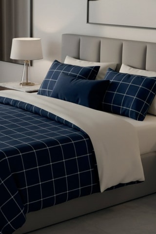 Katoensatijnen Overtrekset - 80 draad/cm² - Donkerblauw