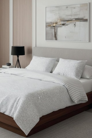 Parure de couette réversible en satin de coton - 80 fils/cm² - Blanc