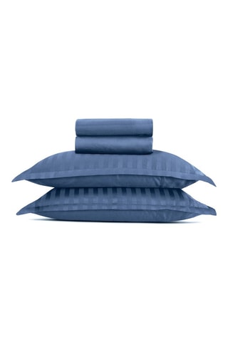 Katoensatijnen Overtrekset - 80 draad/cm² - Blauw