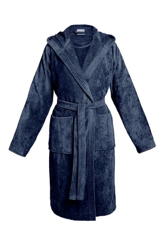 Velours Badjas met Capuchon - Marineblauw