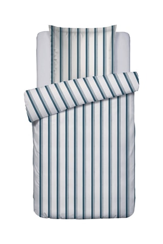 Katoensatijnen Overtrekset 80 Draad/cm² Mateo - Wit en Blauw