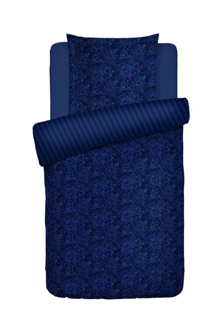 Katoensatijnen Overtrekset 80 Draad/cm² Eclipse Fleuri - Blauw