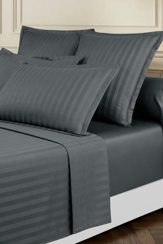 Katoensatijnen Overtrekset 80 Draad/cm² Dobby Stripe Woven - Grijs