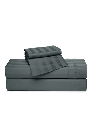 Katoensatijnen Overtrekset 80 Draad/cm² Dobby Stripe Woven - Grijs