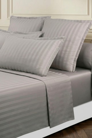 Katoensatijnen Overtrekset 80 Draad/cm² Dobby Stripe Woven - Taupe