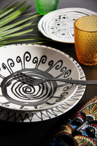 Serviço em cerâmica Tribal 12 peças