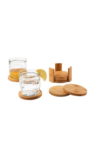 6 dessous de verre en bambou Eco Living - 10 cm - Beige