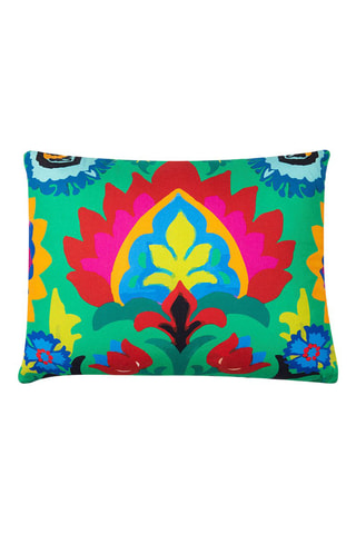 Coussin New Delhi - 50 x 40cm - Vert et jaune - Rouge, bleu, vert, jaune et rose