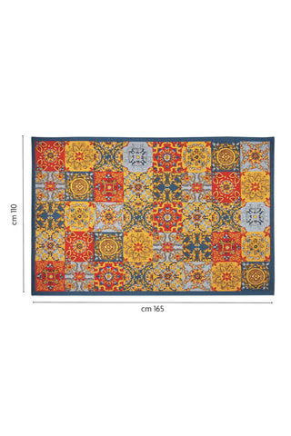 Tapis Trinacria - Jaune et orange - 110 x 165 x 0,7 cm - Bleu, jaune et orange