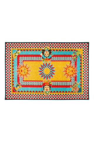 Tapis - Jaune - 165 x 110 cm - Rouge, vert et jaune