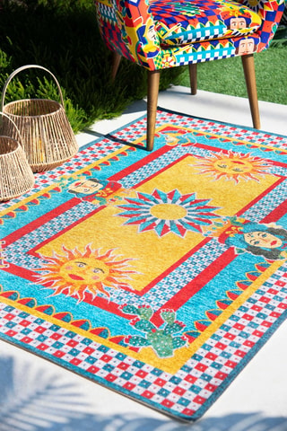 Tapis - Jaune - 165 x 110 cm - Rouge, vert et jaune
