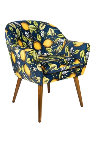 Fauteuil - Bleu et jaune - En tissu velours 
