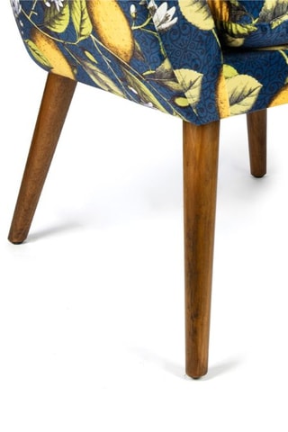Fauteuil - Bleu et jaune - En tissu velours 