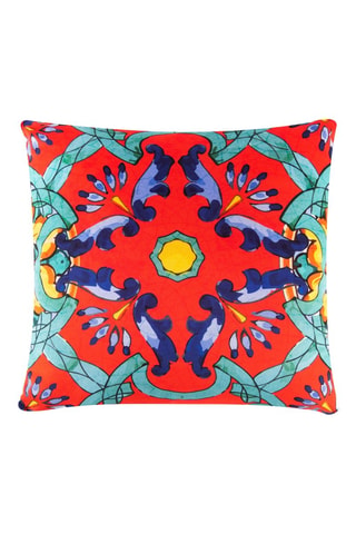 Coussin Trinacria - Bleu et jaune - 45 x 45 x 20 cm - Bleu, jaune et rose