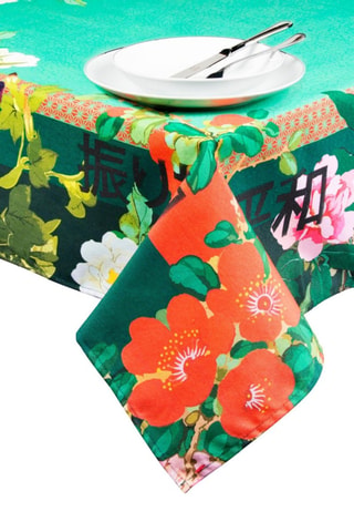 Nappe rectangulaire Furisode - Turquoise et rouge - Multicolore