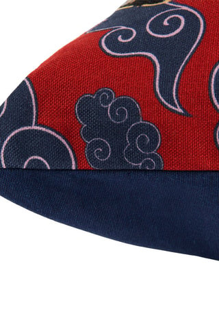 Coussin - Bleu marine et rouge - 45 x 45 cm - Blanc, noir, rouge et bleu