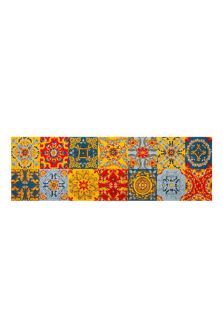 Tapis de passage Trinacria Rouge, bleu et jaune - 55 x 180 cm - Rouge, bleu et jaune