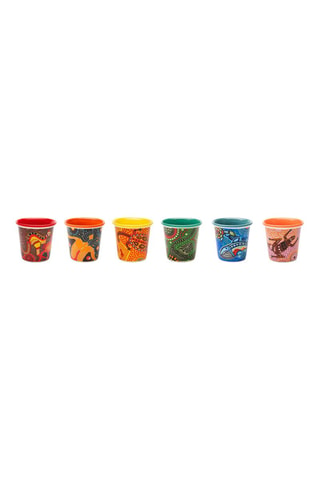 6 verres à café en porcelaine Aboriginal - 9 cl