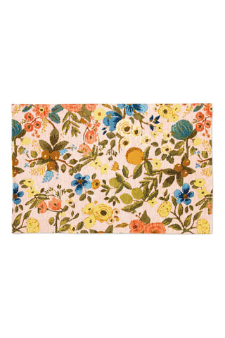 Tapis de passage - Rose poudré - 45 x 75 cm - Rose, jaune et vert