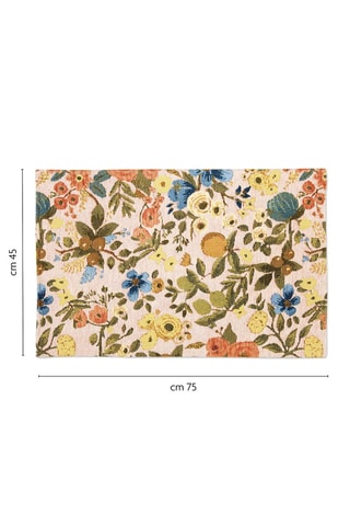 Tapis de passage - Rose poudré - 45 x 75 cm - Rose, jaune et vert