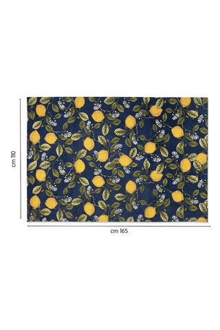 Tapis - Bleu canard - 165 x 110 cm - Blanc, bleu, vert et jaune