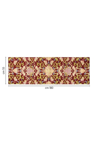 Tapis de passage - Bordeaux et vert olive - 55 x 180 cm - Vert, beige et rouge