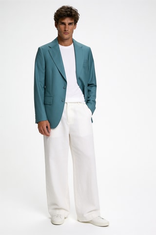 Veste de costume en laine vierge - Turquoise
