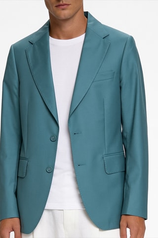 Veste de costume en laine vierge - Turquoise