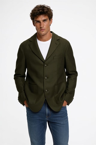 Veste de costume en laine - Vert olive