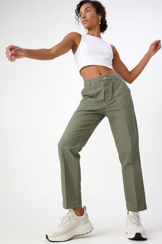 Chino en coton biologique - Kaki