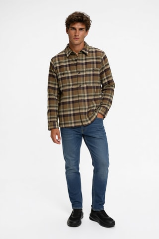 Surchemise en laine - Kaki et marron