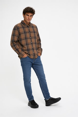 Chemise - Marron et bleu marine