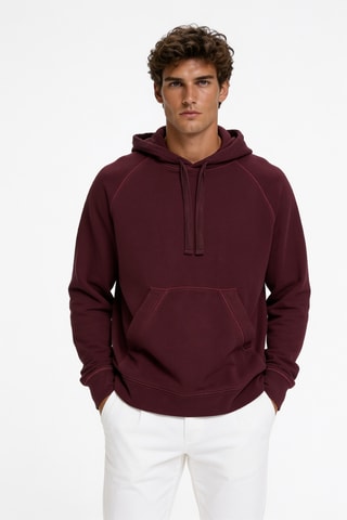 Sweat en coton biologique à capuche - Bordeaux